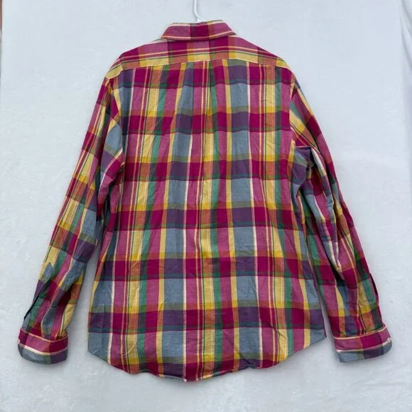 Ralph Lauren Shirt Mens L Multicolor Colorful Madras Plaid Pony Custom Fit - Picture 8 of 9